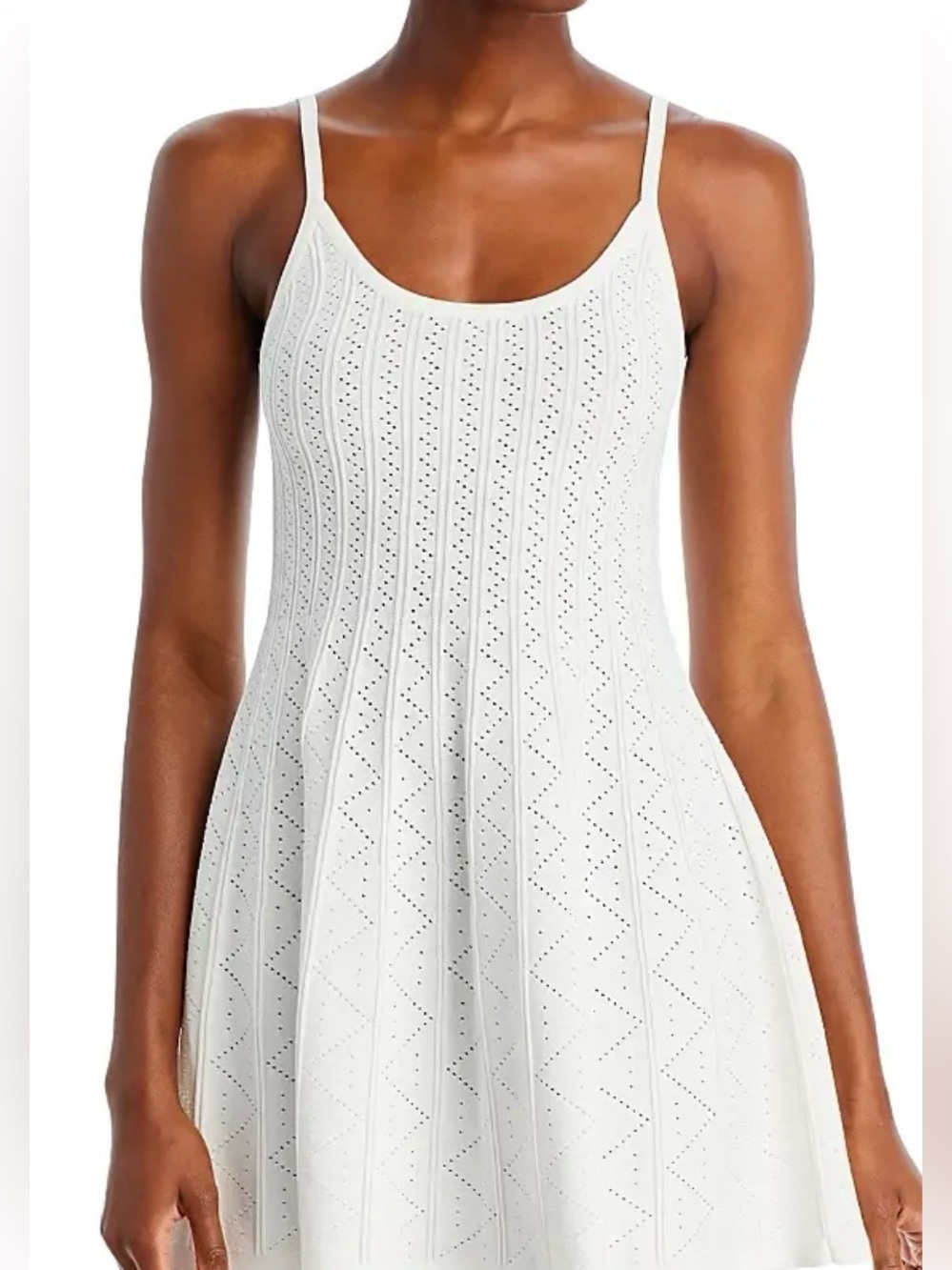 AQUA X Venus Williams Pointelle Fit and Flare Dress Medium Ivory NWT